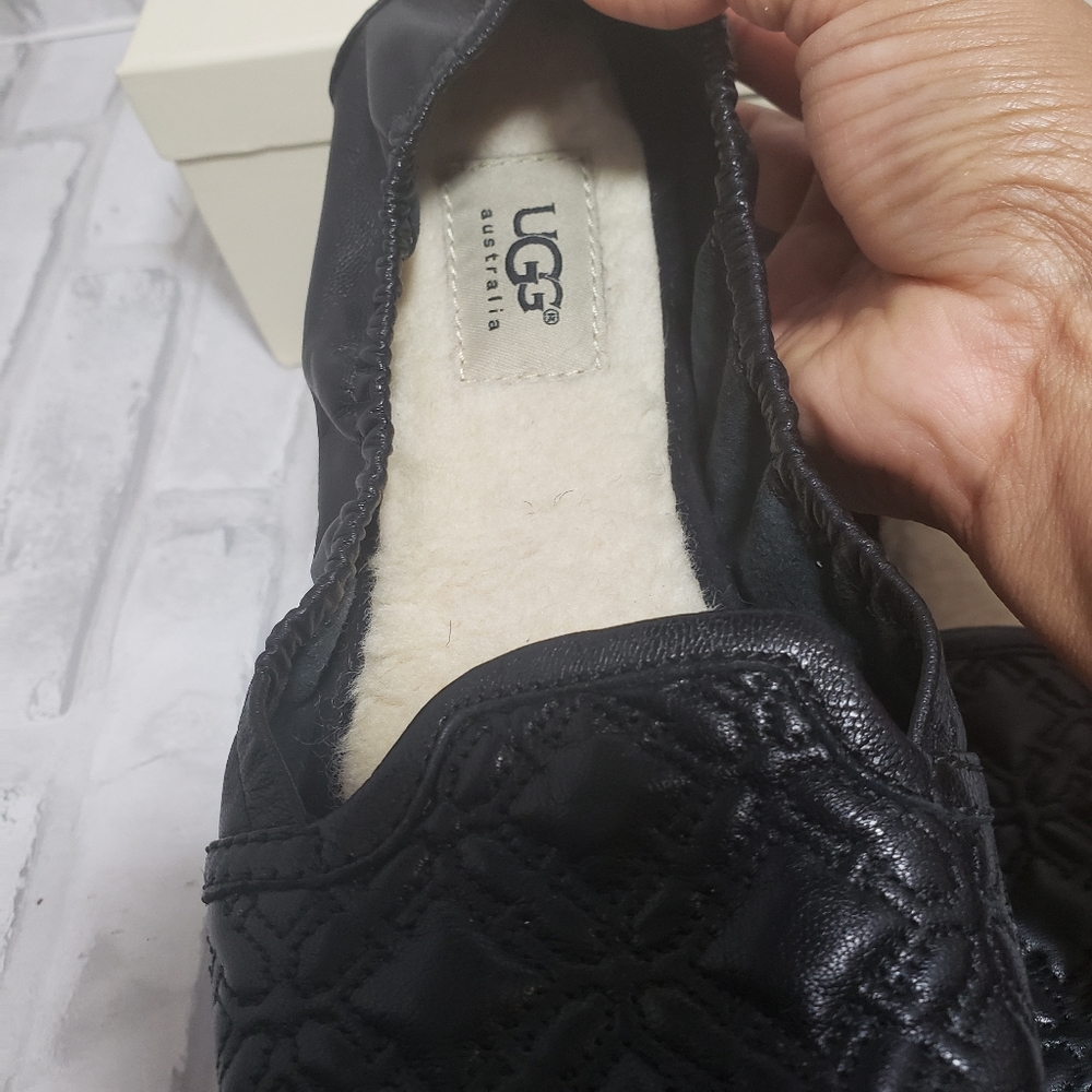 UGG Black Quilted Leather Slippers - Picture 8 of 9